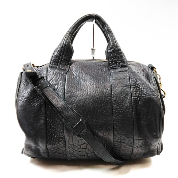 AUTH Alexander Wang Black Leather Shoulder Bag Tote - Picture 2 of 8